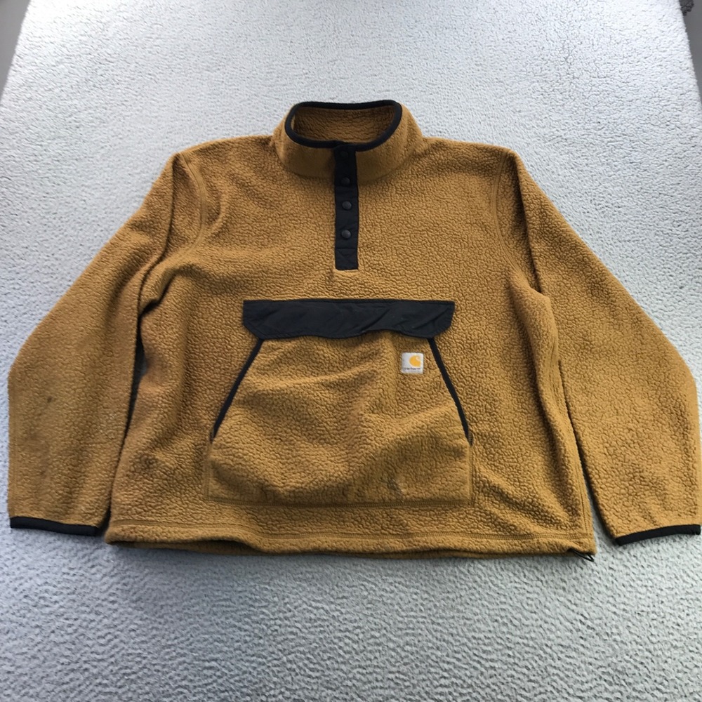 Carhartt Sweater Mens Extra Large Brown Sherpa Fleece Relaxed Fit Pullover Work